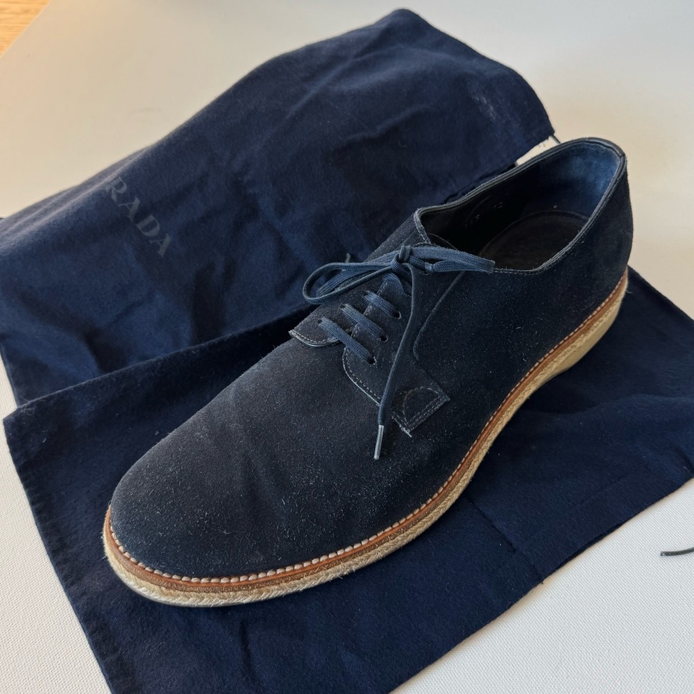 Prada Navy Suede Men's Shoes